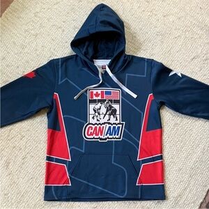 🏒 Can/Am Men’s Size Small Red, White, & Blue Tournament Hoodie